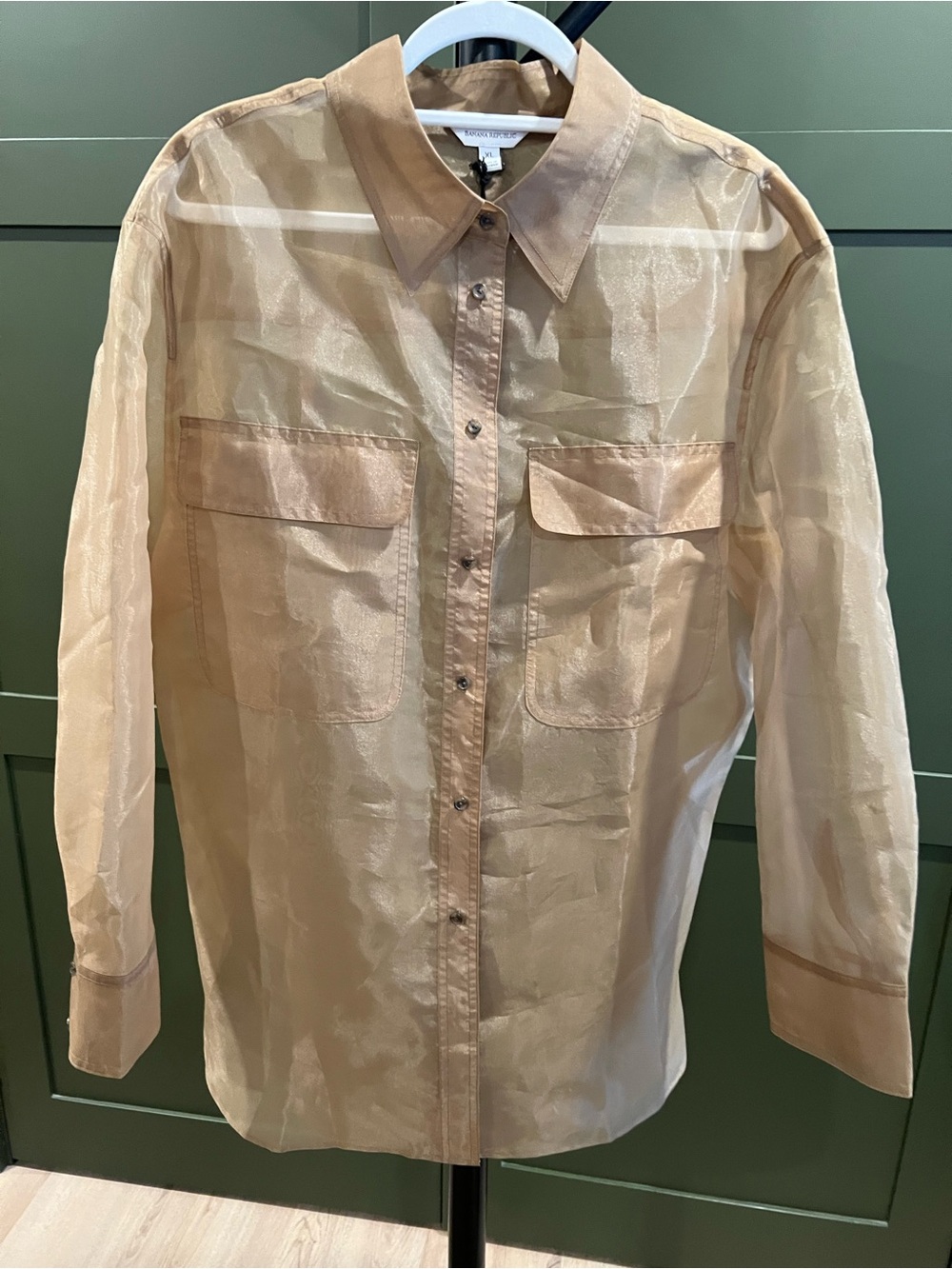 Banana Republic Organza Sheer Utility Button-Down Shirt